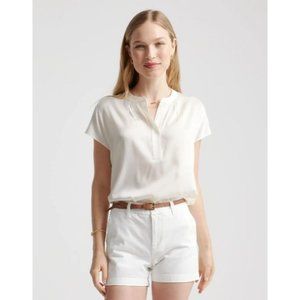 Quince Washable Stretch Silk Dolman Sleeve Blouse Small Ivory New
